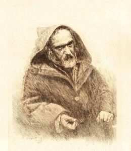 Ravier âgé - Portrait gravé par François Guiguet d'après une photographie de Félix Thioller