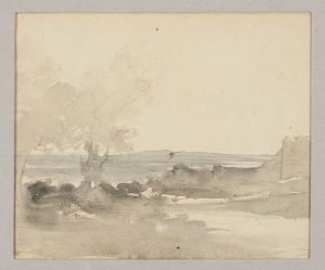 F.A.R.,, Crémieu, vue des remparts de St Hyppolite,   S.d. vers 1860. Aquarelle,  double face, recto, 14x16 cm, non signé. Coll. part.